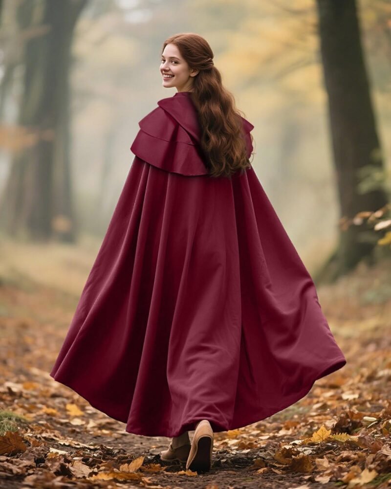 L'VOW Medieval Hooded Cloak Renaissance Cape with Ruffled Shawl Collar for Women Men Halloween Cosplay - Image 5