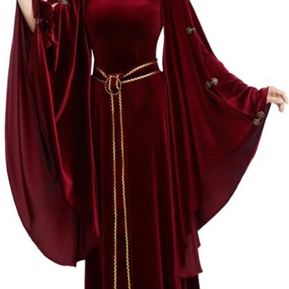miccostumes Women's Costume Evil Witch Cosplay Velvet Renaissance Dress with Belt