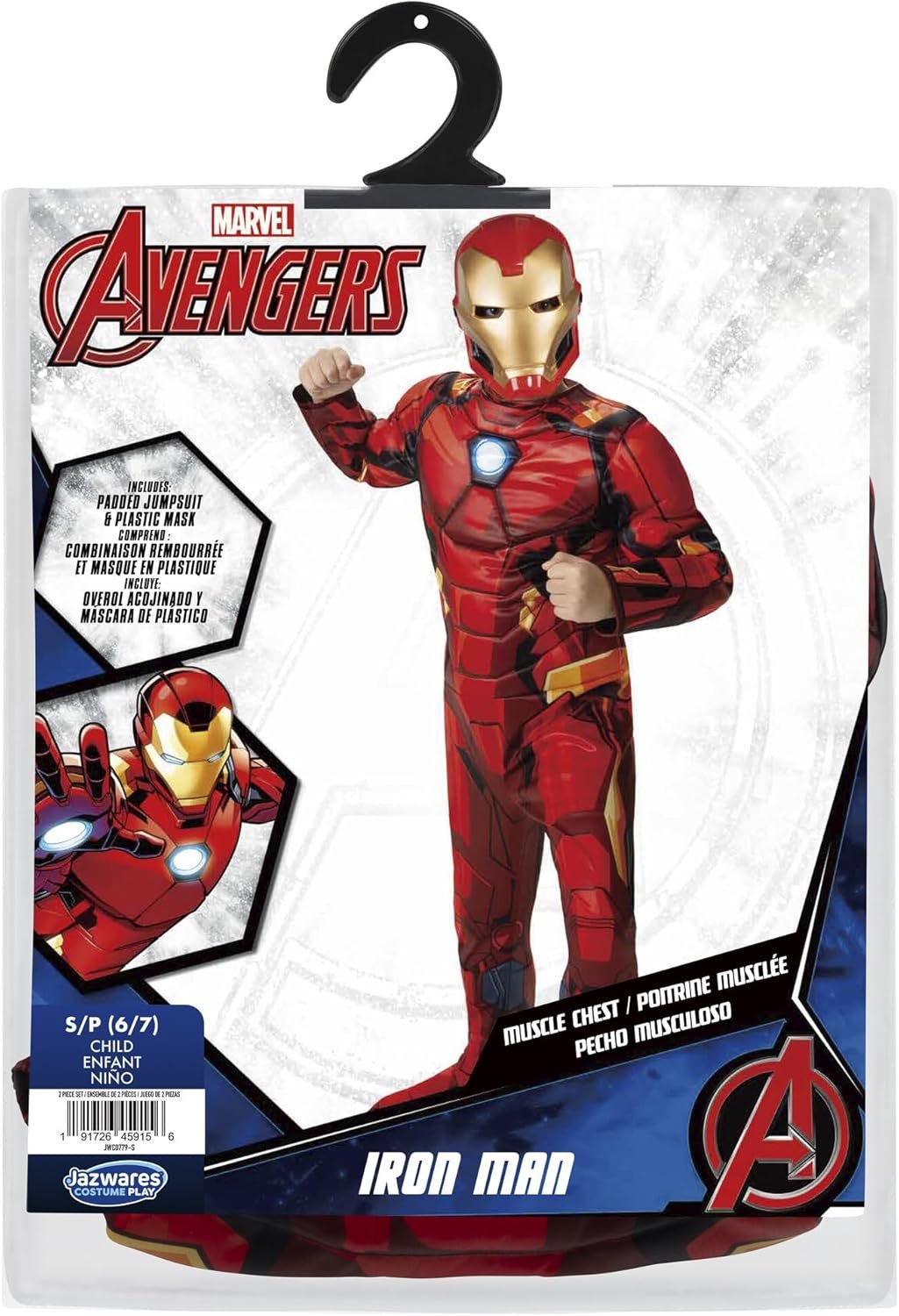 Marvel Iron Man Official Youth Halloween Costume - Premium Quality Fabric Jumpsuit with Printed Design and Plastic Mask - Image 2