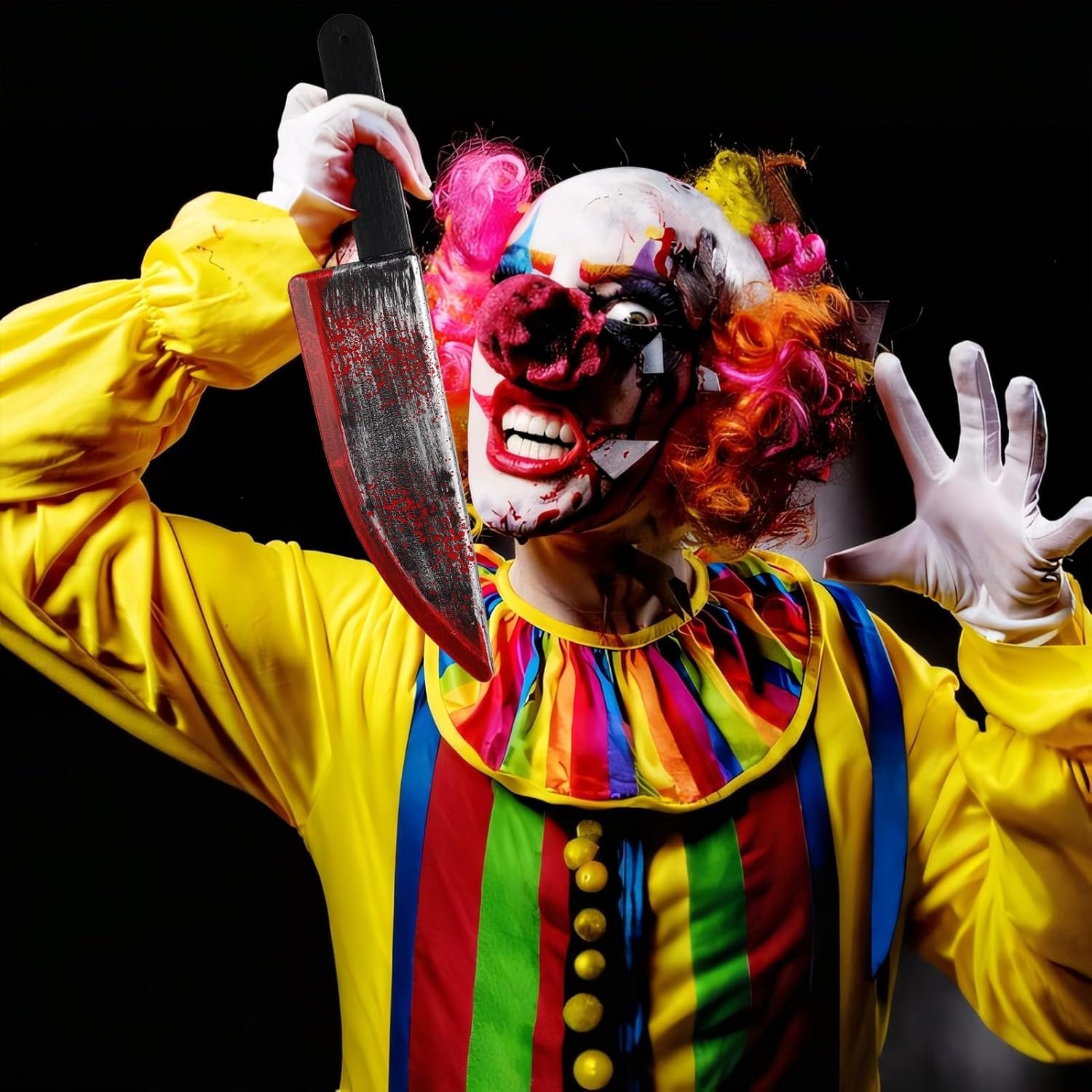 2Pcs Fake Chucky Knife with 30pcs Tattoo Stickers,Halloween Bloody Ghostface Props Toy Knife Set Horror Movie Scream Props Knife Scary for Halloween Costume Cosplay Accessories and Makeup Parties - Image 5