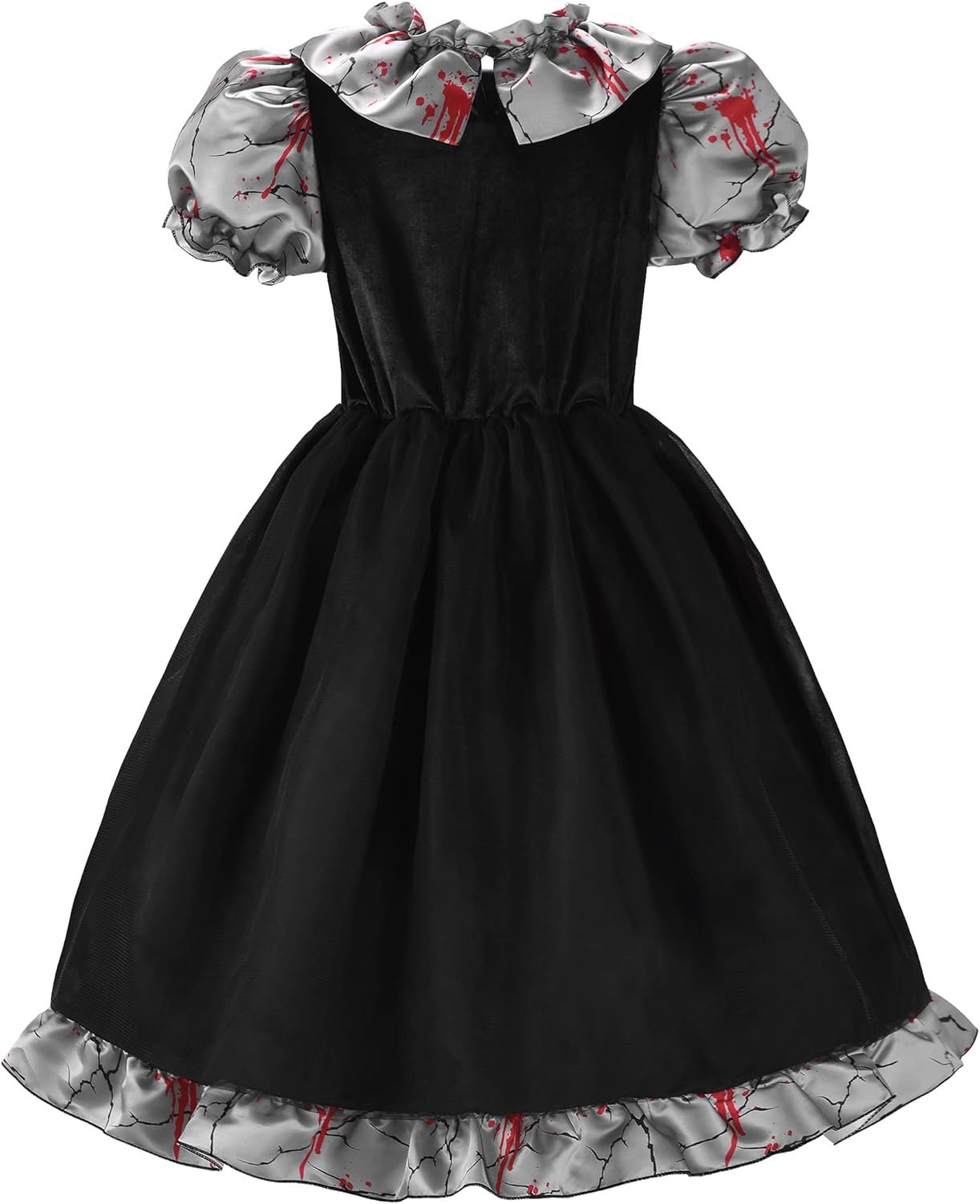 ReliBeauty Kids Broken Creepy Doll Costume for Girls Halloween Costumes,Black & Grey - Image 6