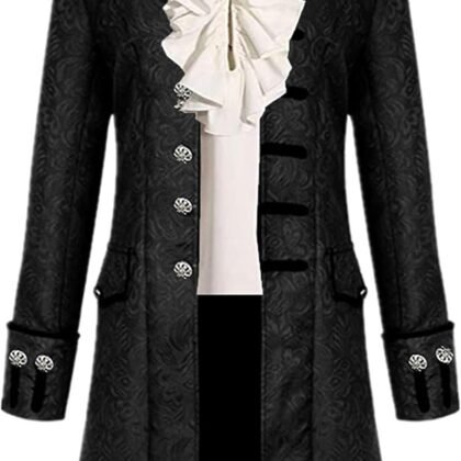 Inmeilifus Men's Steampunk Jacket Tailcoat Halloween Costumes Victorian Coat Gothic Cosplay Vintage Frock Coat Uniform