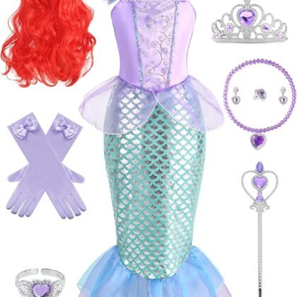 Princess Costume for Little Girls Cosplay Princess Dress Birthday Party Halloween Christmas 3-10Y