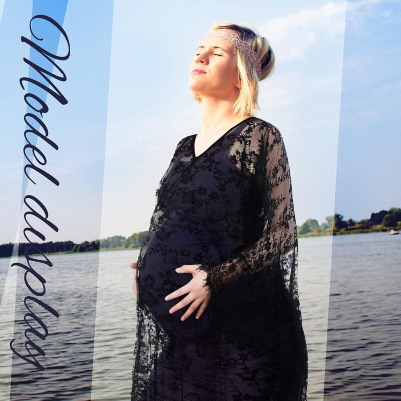 Mepase Boho Witch Lace Kimono Kaftan Dress Robe Bikini Swimsuit Beach Cover up for Women Maternity Halloween Vampire Costume - Image 3
