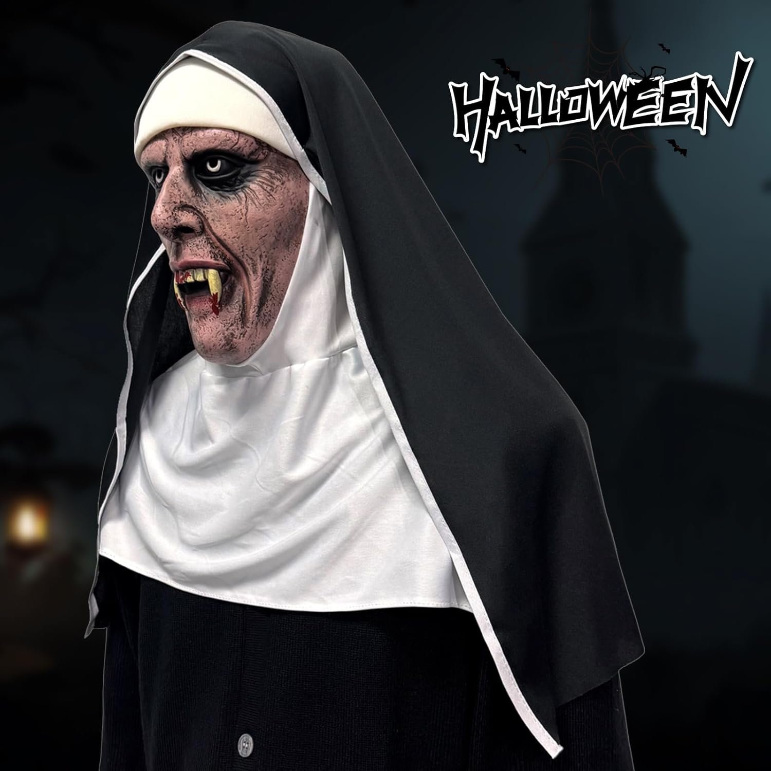 Halloween Nun Masks Set, Scary Halloween Nun Cosplay Costume Prop, Full Face Horror Masks - Image 3