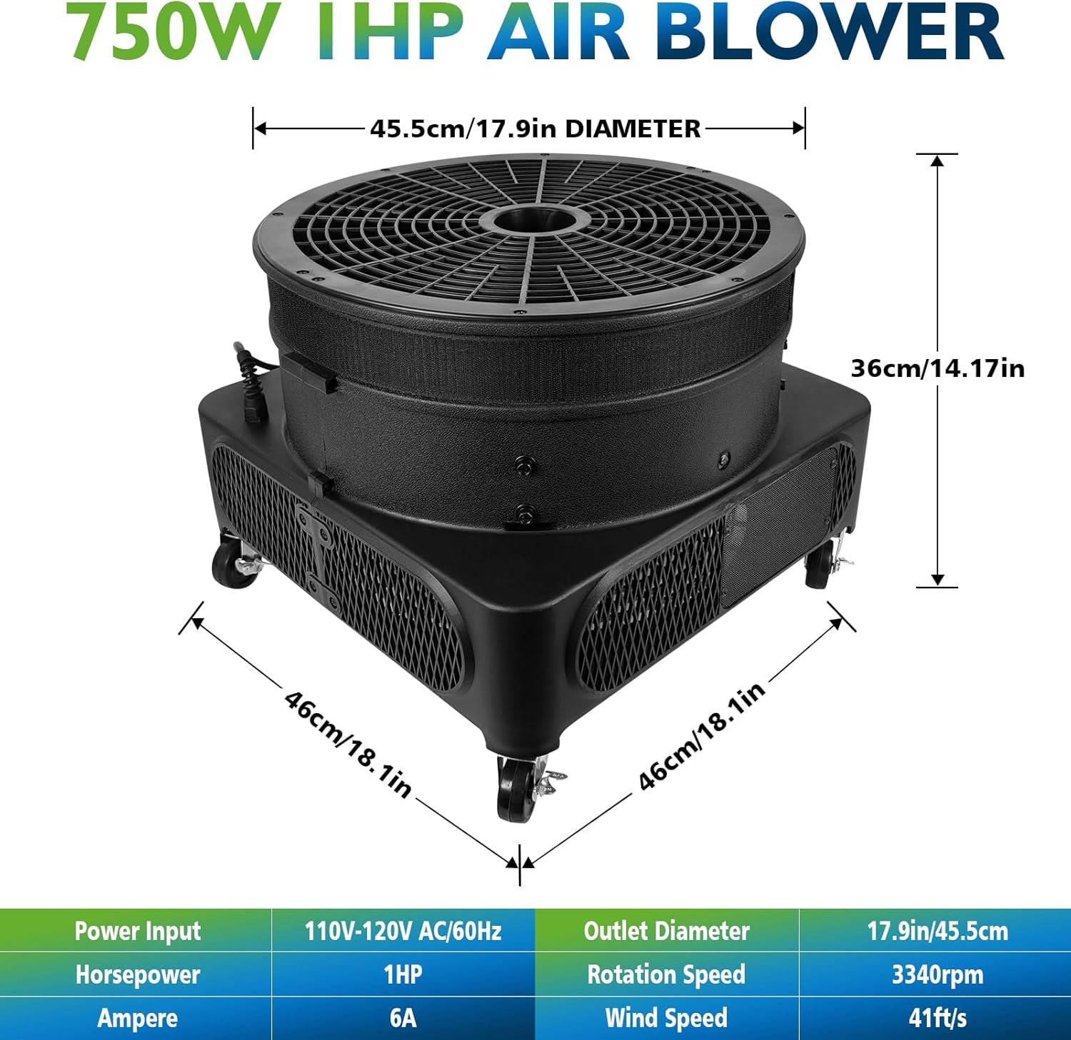 1 HP Wacky Waving Inflatable Tube Guy Air Blower, 750W Inflatable Tube Man Blower Fan, Fits 18" Diameter Inflatable Dancer - Image 2