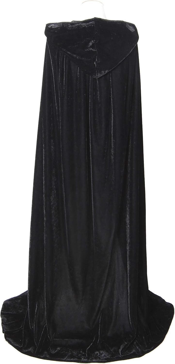 BIGXIAN Long Hooded Cloak Velvet Cape Witch Costume Halloween Costumes for Women Men - Image 4
