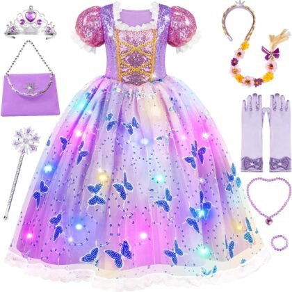 Meland Princess Dresses for Girls - Light Up Princess Costume for Little Girl, Halloween Costumes & Gift for Toddler Age 3-10