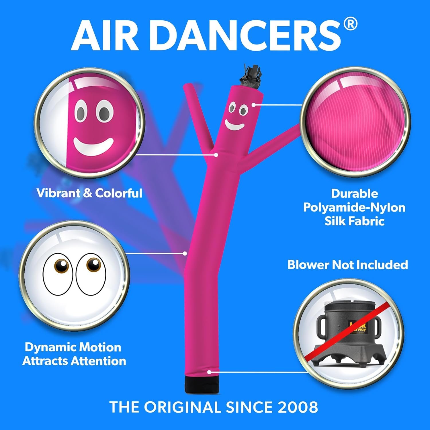 LookOurWay Air Dancers Inflatable Tube Man Attachment - 10 Feet Tall Wacky Waving Inflatable Dancing Tube Guy for Business Promotion - Blower Not Included - Pink - Image 2