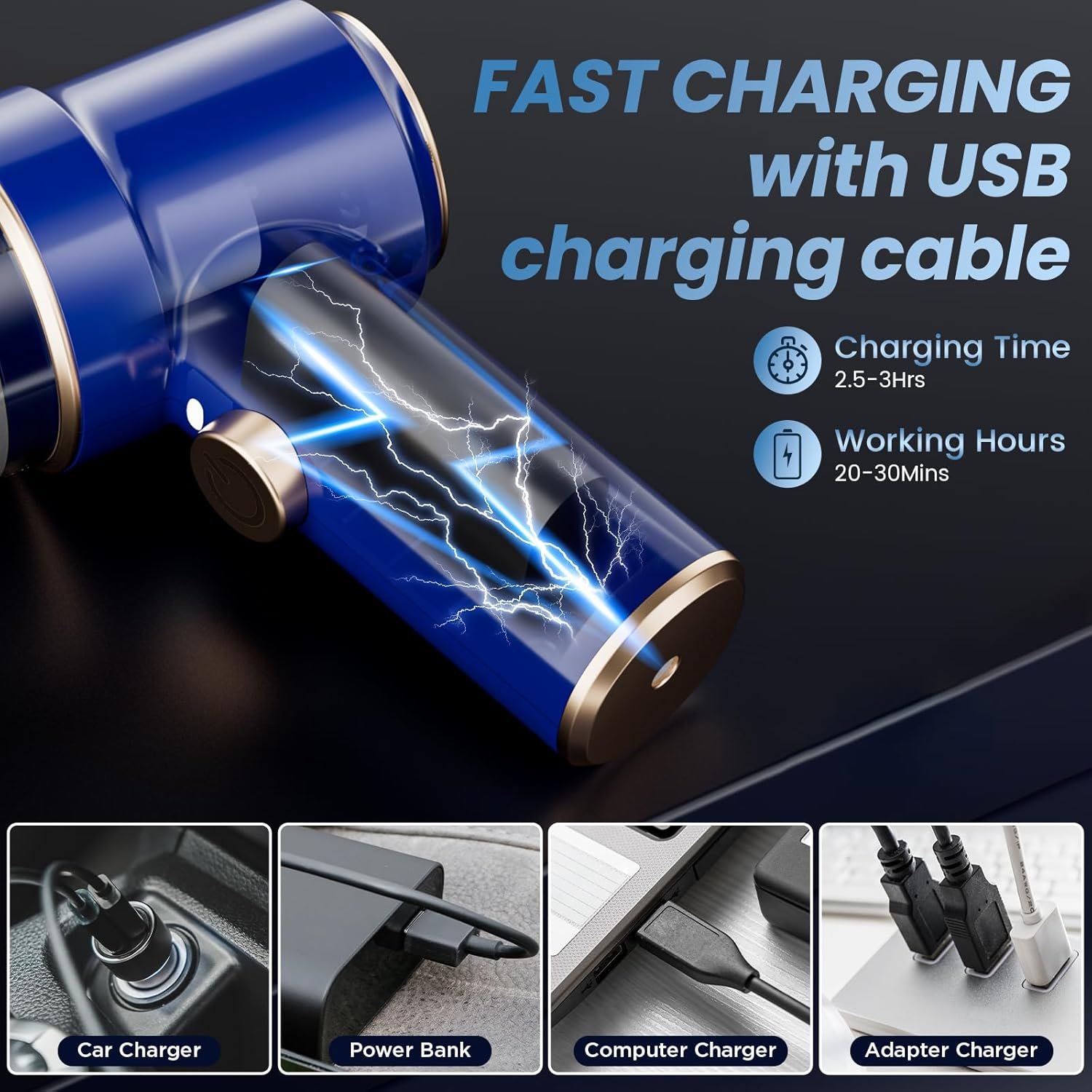 Nyo Handheld Car Vacuum Cleaner, 9000Pa Handheld Vacuum Cleaner & Air Duster, 120W High-Power Wet and Dry Portable Vacuum with Brushless Motor, Multi-Nozzles for Car, Home, Office, Pet (Blue) - Image 5