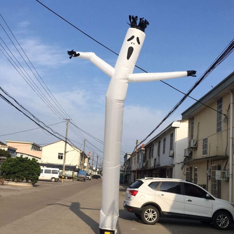 20ft Advertising Inflatable Ghost Tube Man Blow Up Giant Waving Arm Fly Puppet Halloween Decorative Signs for Business Store Party Club-Designed for (18" Blower-Not Include) - Image 2