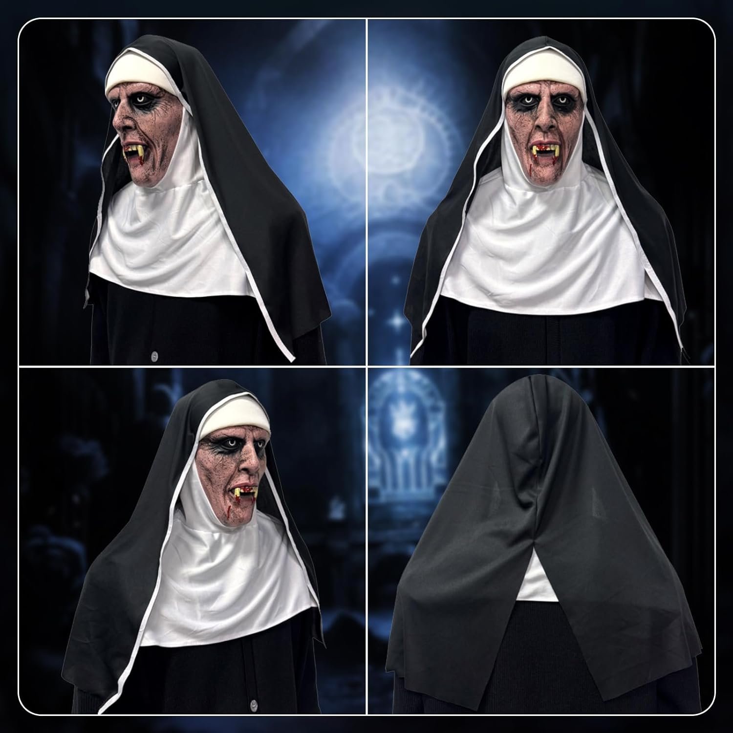 Halloween Nun Masks Set, Scary Halloween Nun Cosplay Costume Prop, Full Face Horror Masks - Image 6