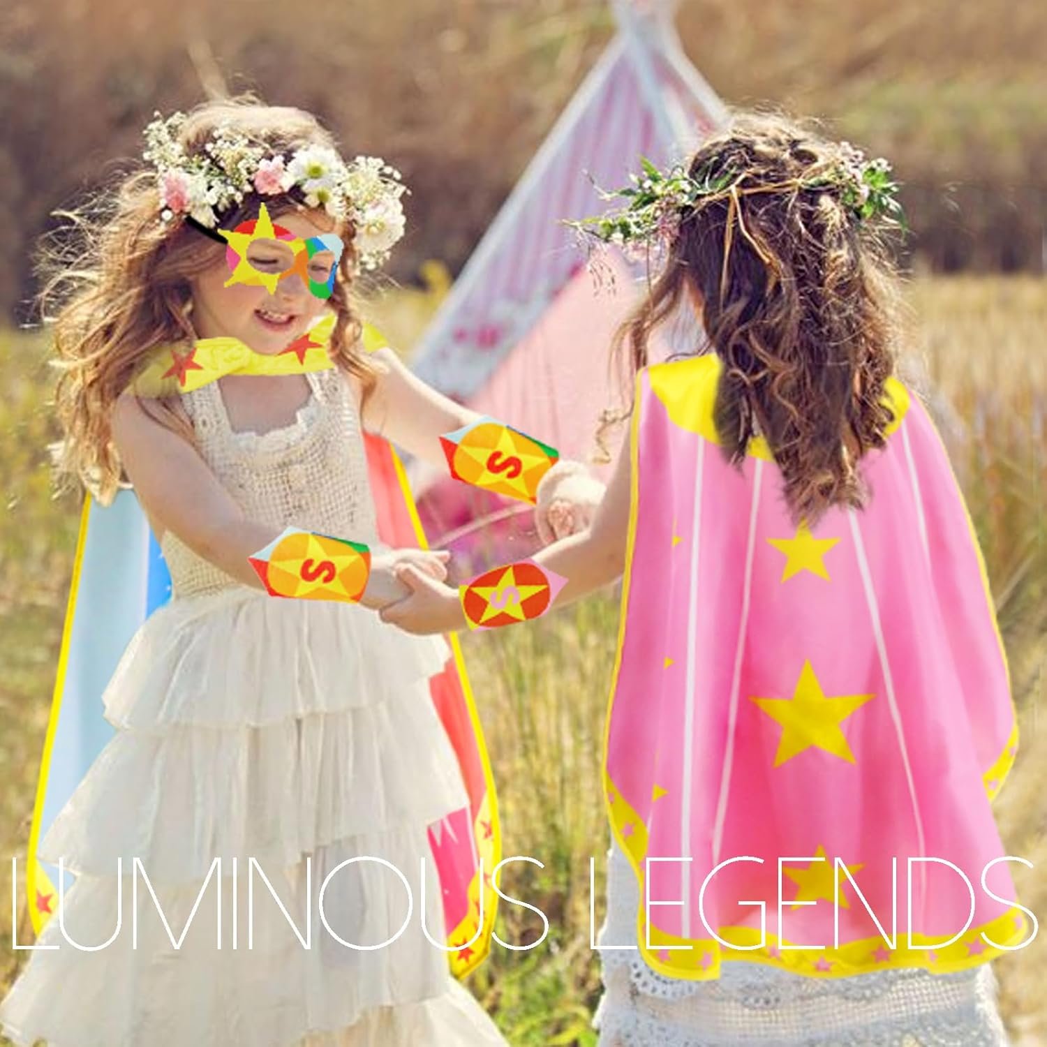 iROLEWIN Superhero-Capes for Kids Super Hero Costumes Girls-Boys Toddler Dress Up Clothes as Party-Toys Gifts Mask Bracelet - Image 2