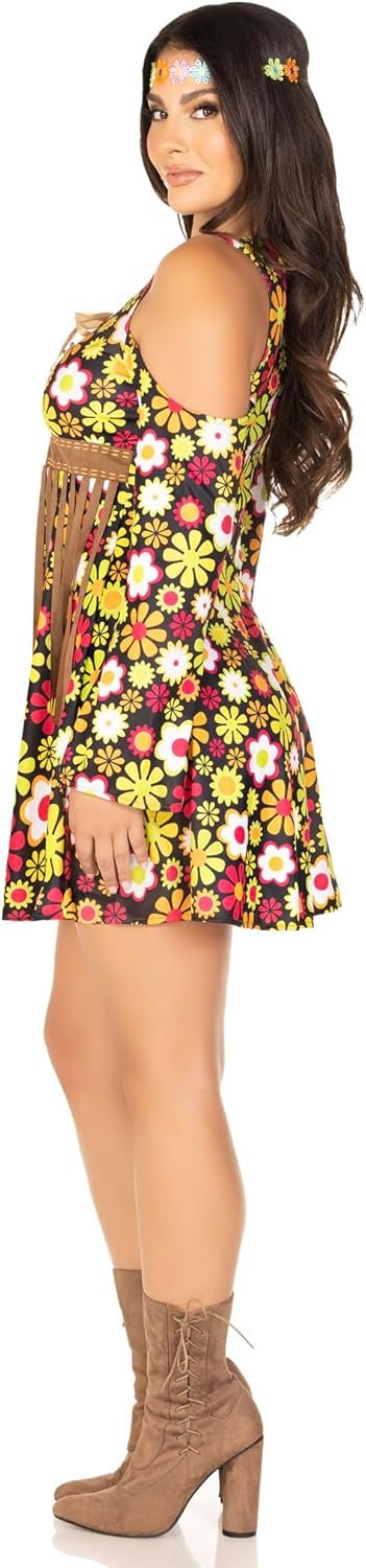 Leg Avenue Women's 2 Pc Starflower Hippie Costume with Dress, Headband - Image 4