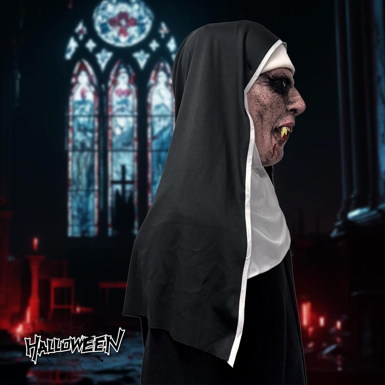 Halloween Nun Masks Set, Scary Halloween Nun Cosplay Costume Prop, Full Face Horror Masks - Image 5