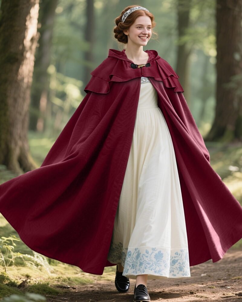 L'VOW Medieval Hooded Cloak Renaissance Cape with Ruffled Shawl Collar for Women Men Halloween Cosplay - Image 7