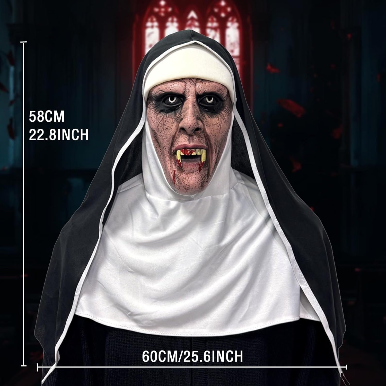 Halloween Nun Masks Set, Scary Halloween Nun Cosplay Costume Prop, Full Face Horror Masks - Image 2