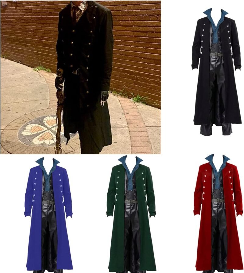 BITSEACOCO Mens Vintage Victorian Steampunk Jacket, Gothic Renaissance Medieval Frock Coat Cosplay Halloween Costume Tailcoat - Image 5