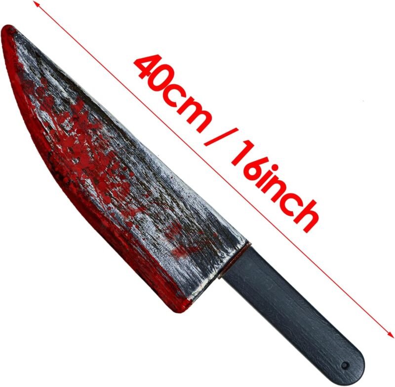 10 PCS Scar Tattoos 16 Inch Large Halloween Fake Knife Prop with Fake Blood for Chucky Costume Plastic Halloween Prop Knife for Costume Accessories Horror Cosplay - Image 3