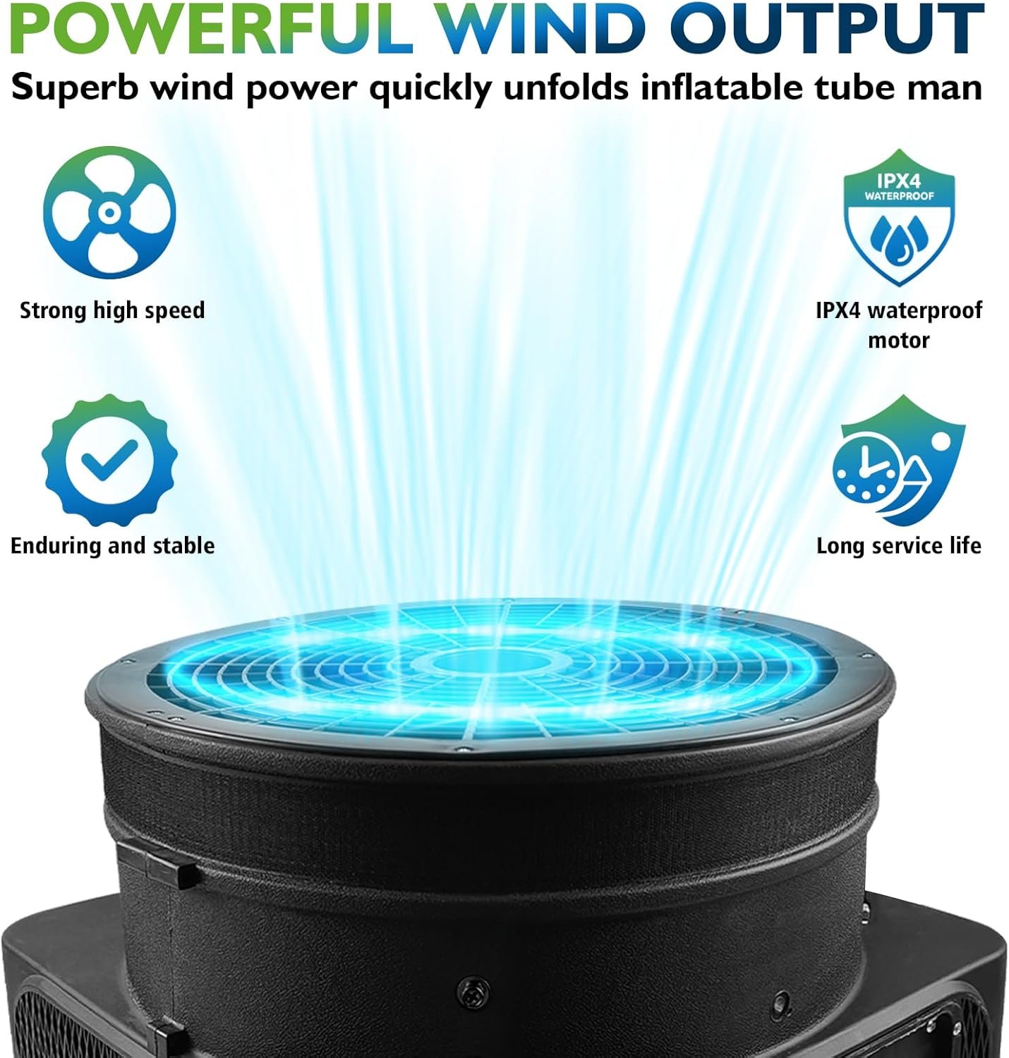 1 HP Wacky Waving Inflatable Tube Guy Air Blower, 750W Inflatable Tube Man Blower Fan, Fits 18" Diameter Inflatable Dancer - Image 4