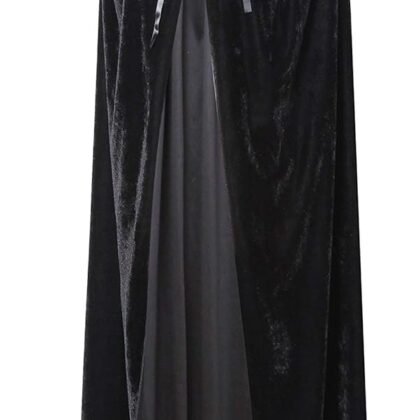 BIGXIAN Long Hooded Cloak Velvet Cape Witch Costume Halloween Costumes for Women Men