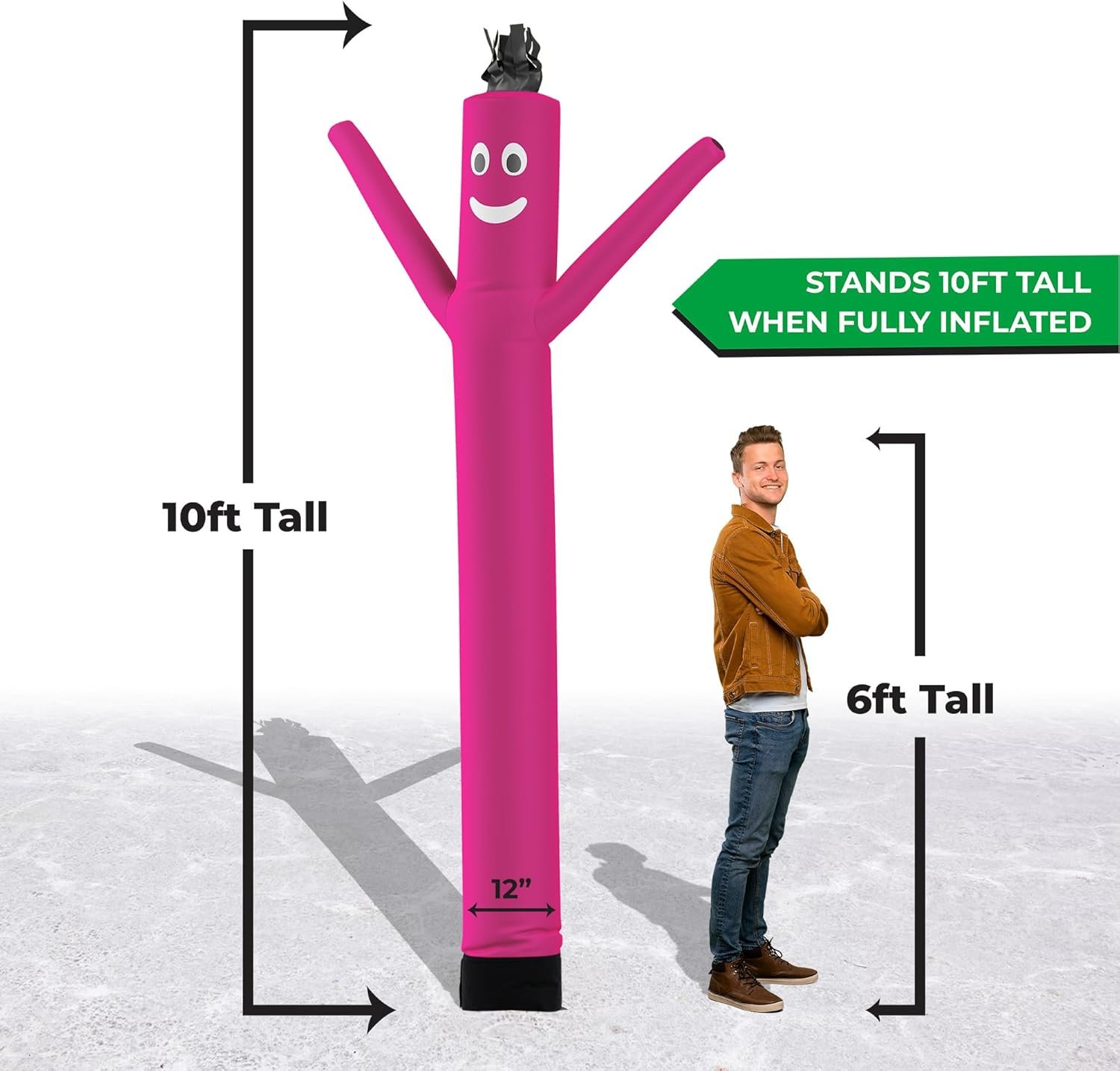 LookOurWay Air Dancers Inflatable Tube Man Attachment - 10 Feet Tall Wacky Waving Inflatable Dancing Tube Guy for Business Promotion - Blower Not Included - Pink - Image 3