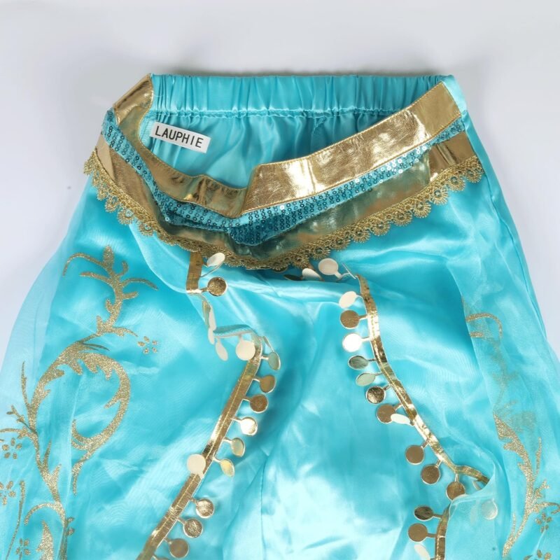 Jasmine Costume for Girls Blue Princess Costume for Kids Dress Up Outfit Birthday Cosplay Party Supplies - Image 4