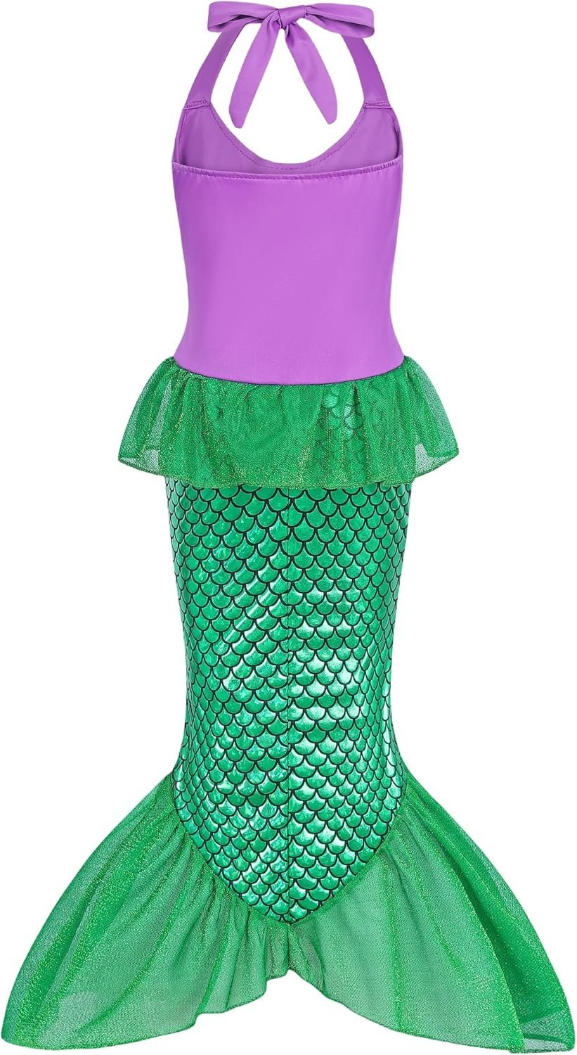 Little Girls Mermaid Costume Kid Princess Ariel Cosplay Dress Outfit Halloween Costume with Accessories Birthday Party - Image 4