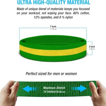 Suddora Striped Sweatband Set, Moisture Wicking 2 Wristbands and 1 Headband, Breathable Athletic Sweat Bands for Sports, Costumes & Cosplay, Matching Bands to Wear with Jersey