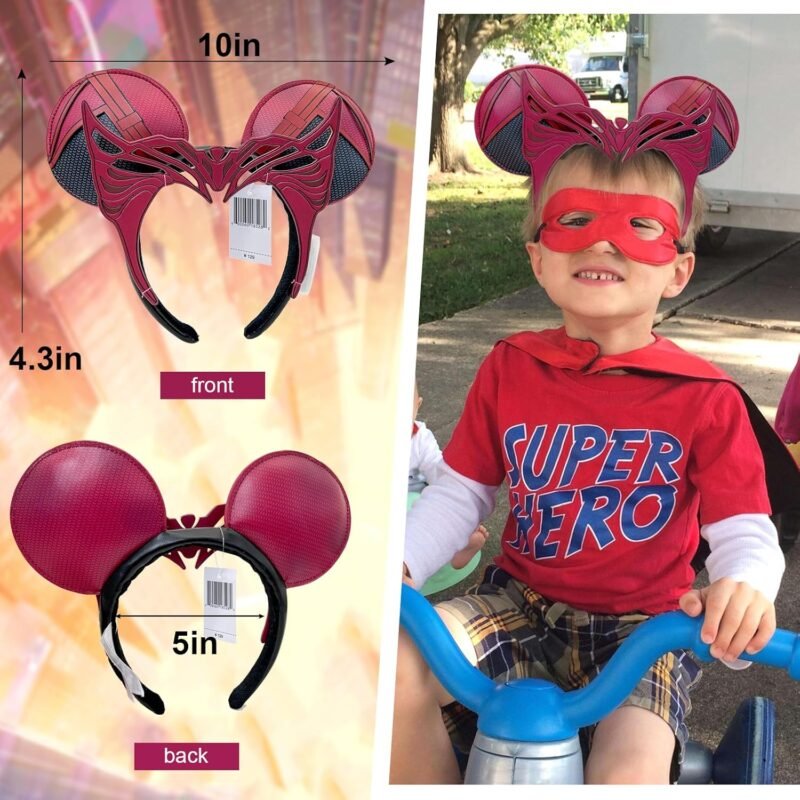 Halloween Mouse Ear Headbands, Red Ear Headband Hair Accessories Halloween Cosplay Gift for Women & Girls - Image 4