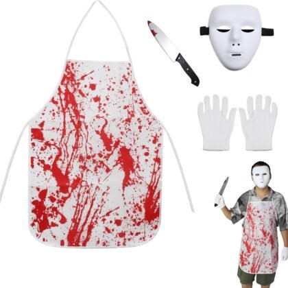 Funnlot Scary Halloween Costumes - Halloween Costumes Scary Ghost Costume Hollowing Cos Terrifier Costume DIY White Scarys Halloween Mask with Knife Butcher Scarys Set for Hallowe'en Party