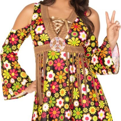 Leg Avenue Women's 2 Pc Starflower Hippie Costume with Dress, Headband
