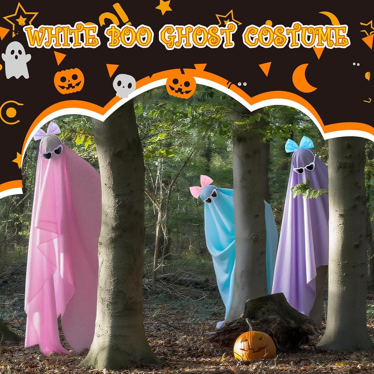 Halloween Sheet Ghost Photo Shoot Adult Costume Ghost Cosplay & Sunglasses & Headband for Cosplay Party - Image 4