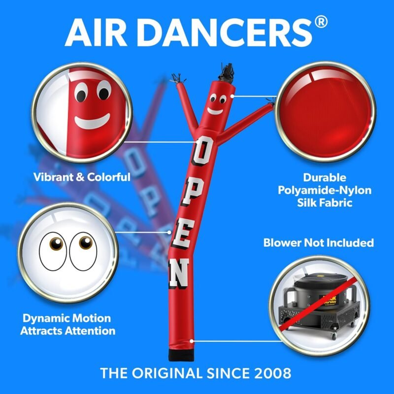 LookOurWay Air Dancers Inflatable Tube Man Attachment - 20 Feet Tall Wacky Waving Inflatable Dancing Tube Guy for Business Promotion (Blower Not Included) - Open Red - Image 2