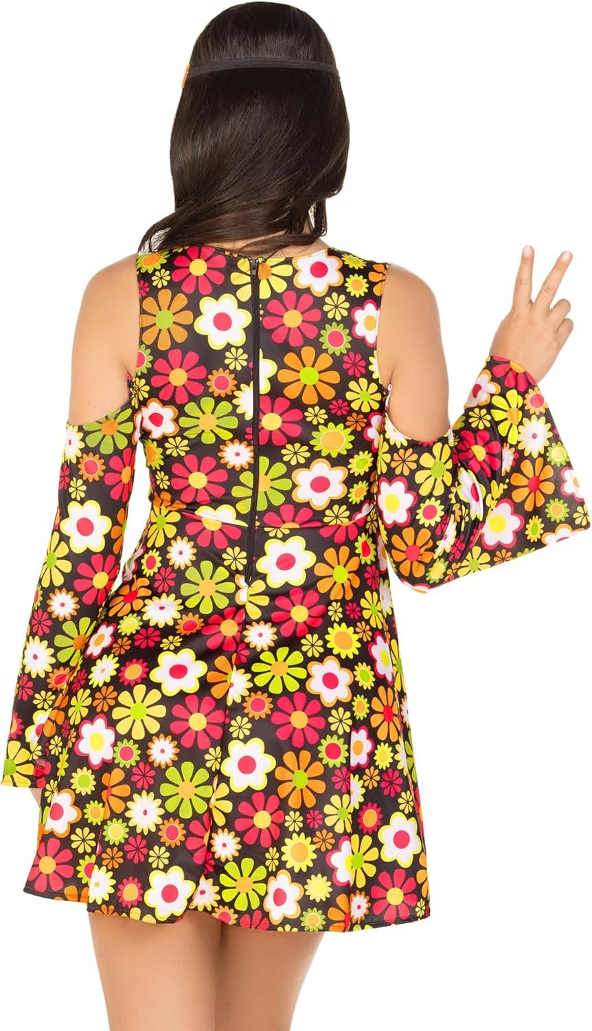 Leg Avenue Women's 2 Pc Starflower Hippie Costume with Dress, Headband - Image 2