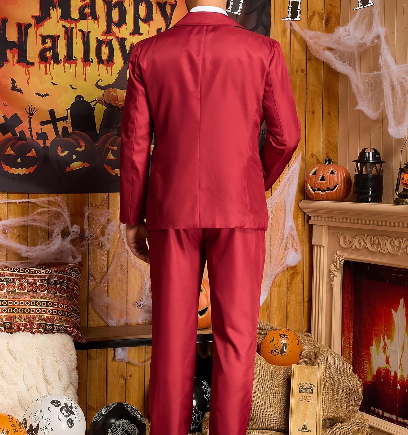 Poboola Betelgeuse Costume Red Suit Mens Wedding Weird Outfit Halloween Couple Costumes Horror Funny Beetle Movie Cosplay - Image 3