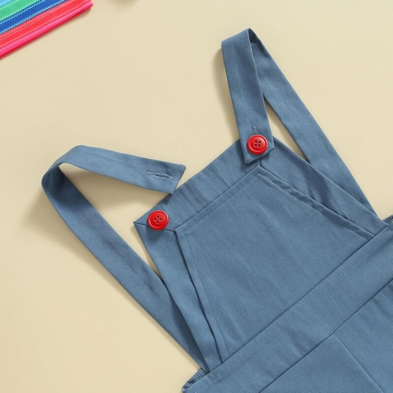 Toddler Kids Baby Boy Girl Halloween Chucky Doll Costume Long Sleeve Striped Tops Suspender Pants Cosplay Outfit Set - Image 4