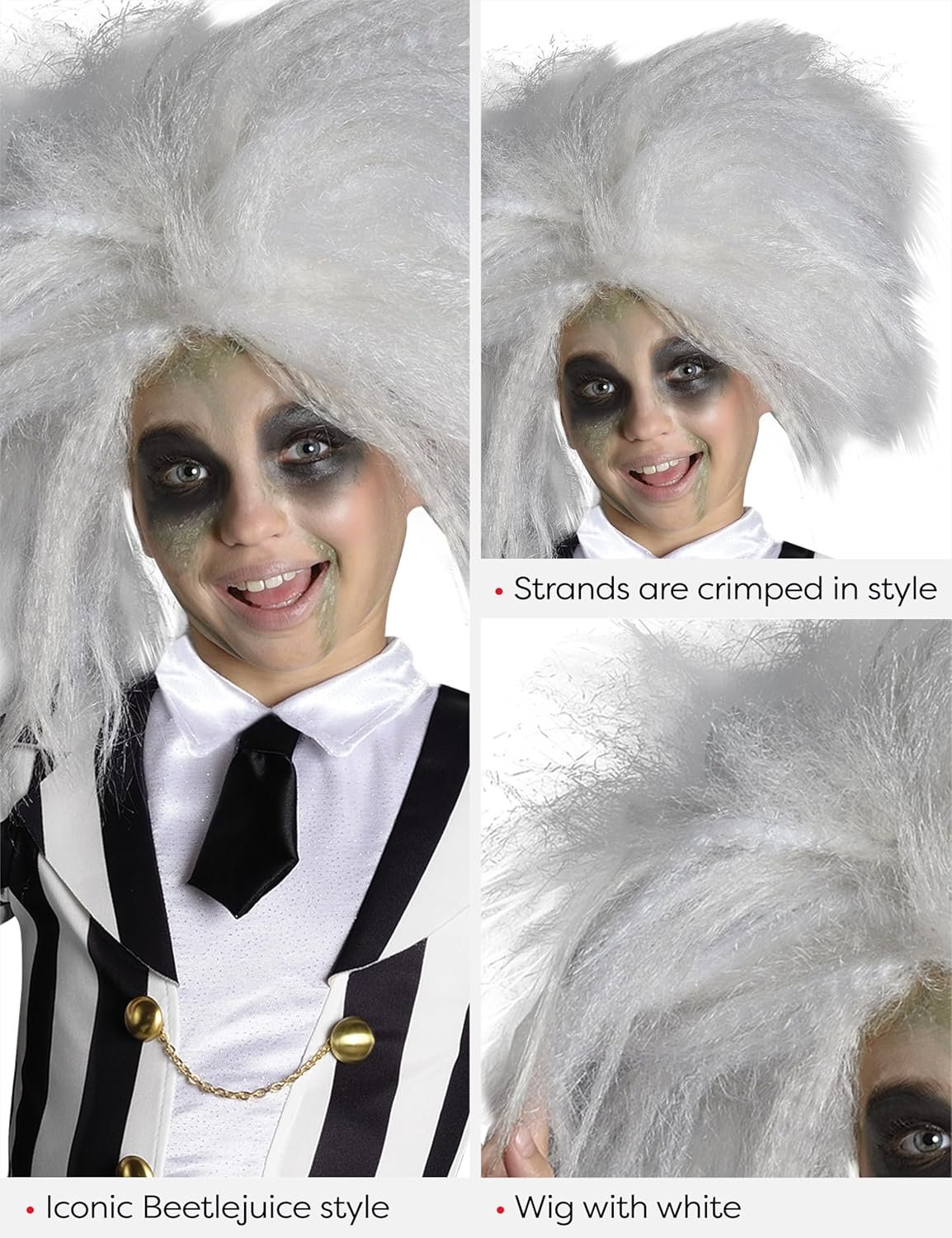 Beetlejuice: Beetlejuice Wig for Kids by Rubies Boy's No Size - Image 4