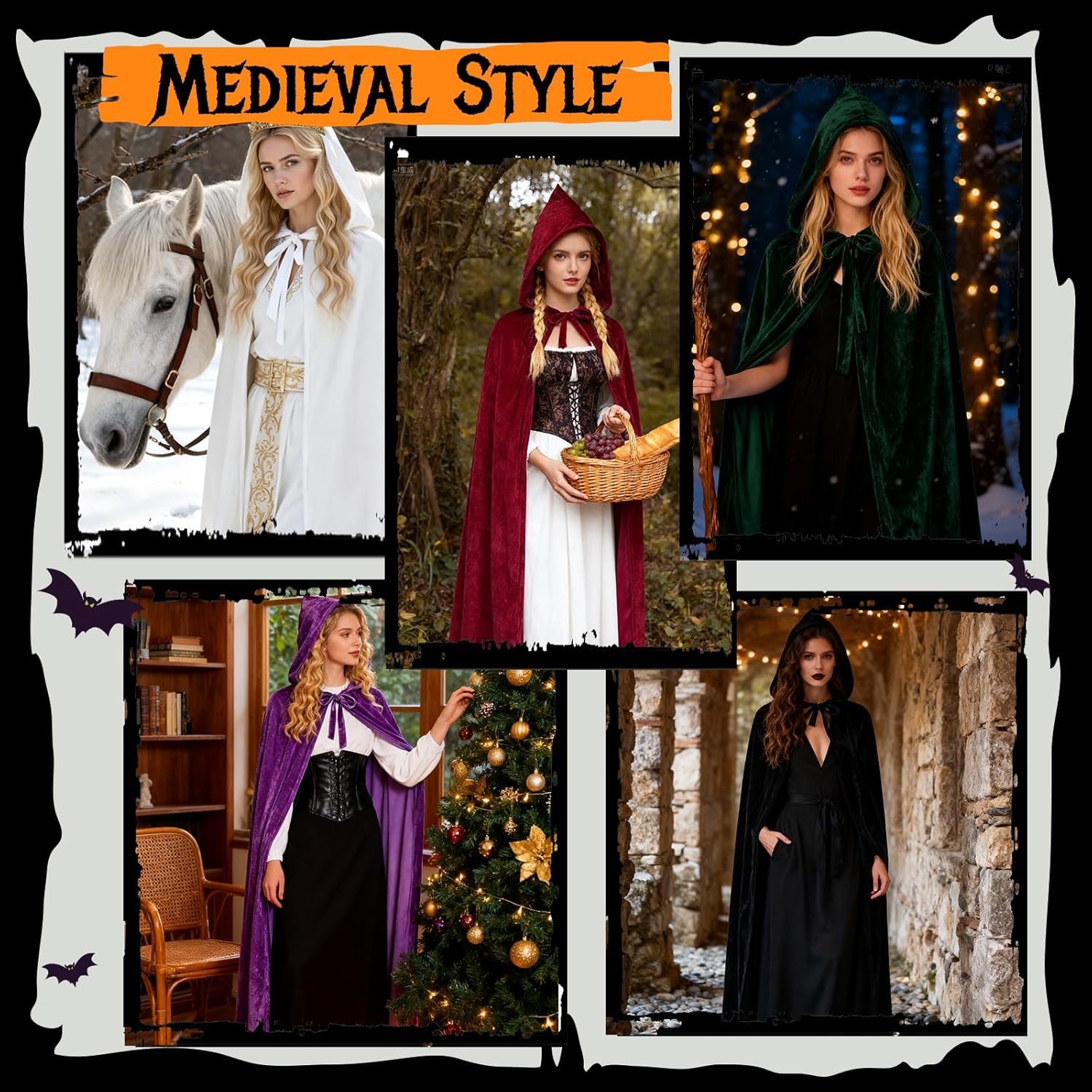 Durio Unisex Cloak with Hood - Halloween & Christmas Vampire Witch Cape Cosplay Costume - Image 4