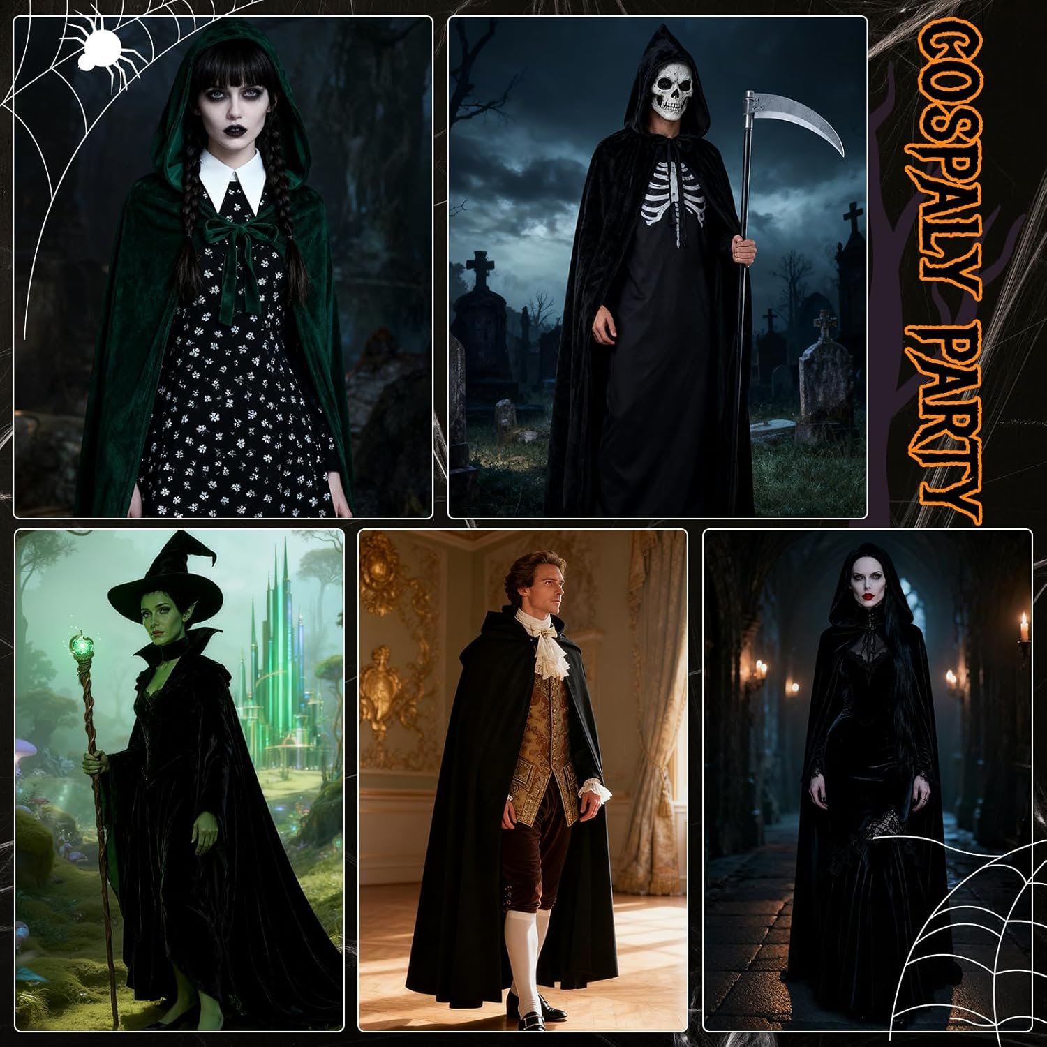 Durio Unisex Cloak with Hood - Halloween & Christmas Vampire Witch Cape Cosplay Costume - Image 5