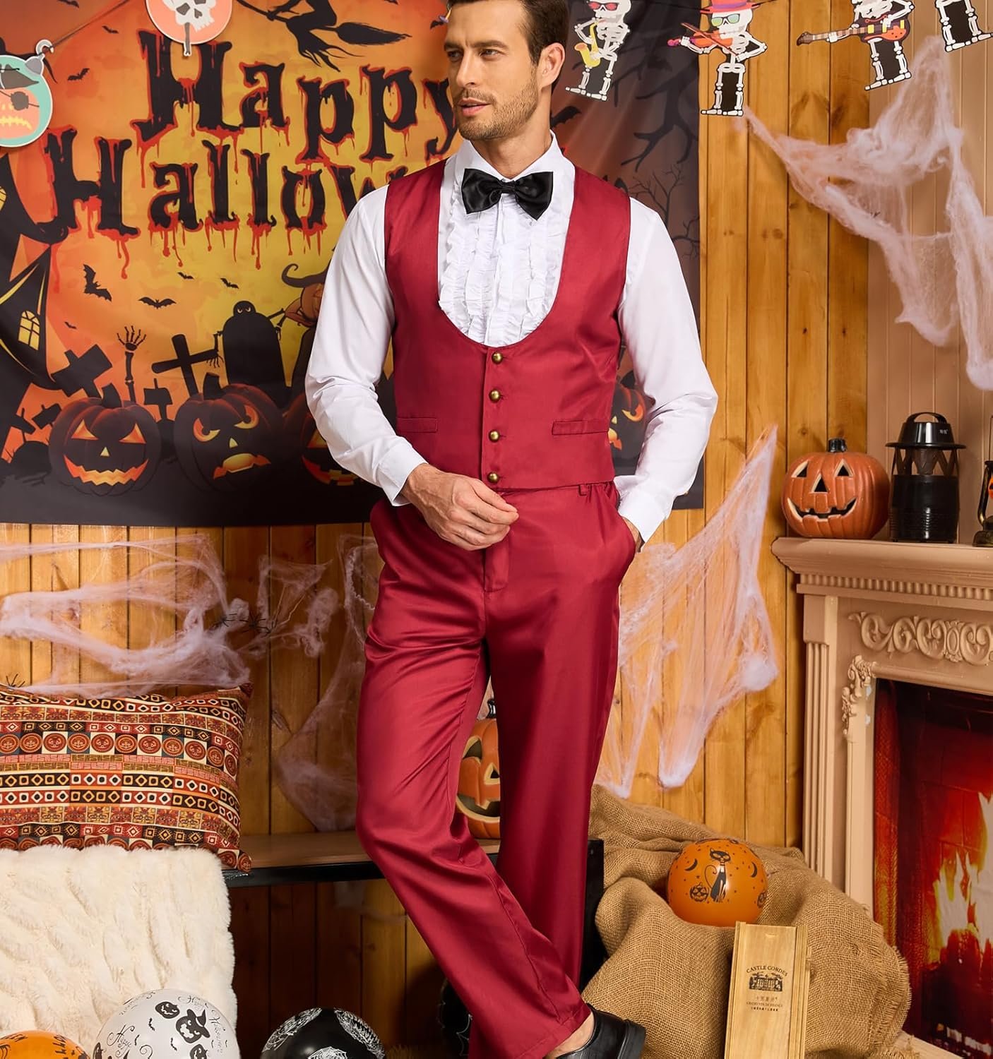 Poboola Betelgeuse Costume Red Suit Mens Wedding Weird Outfit Halloween Couple Costumes Horror Funny Beetle Movie Cosplay - Image 2