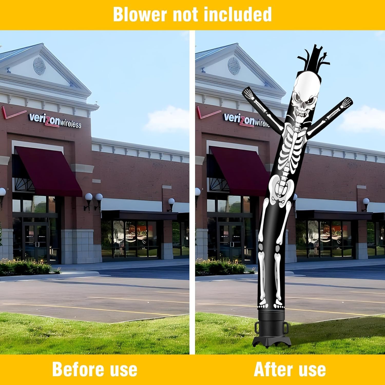 20FT Tall Halloween Skeleton Inflatable Tube Man (18''Diameter) Wacky Wavy Dancing Guy for Outdoor Decoration Advertising Business Promotion (Blower Not Included) - Image 5
