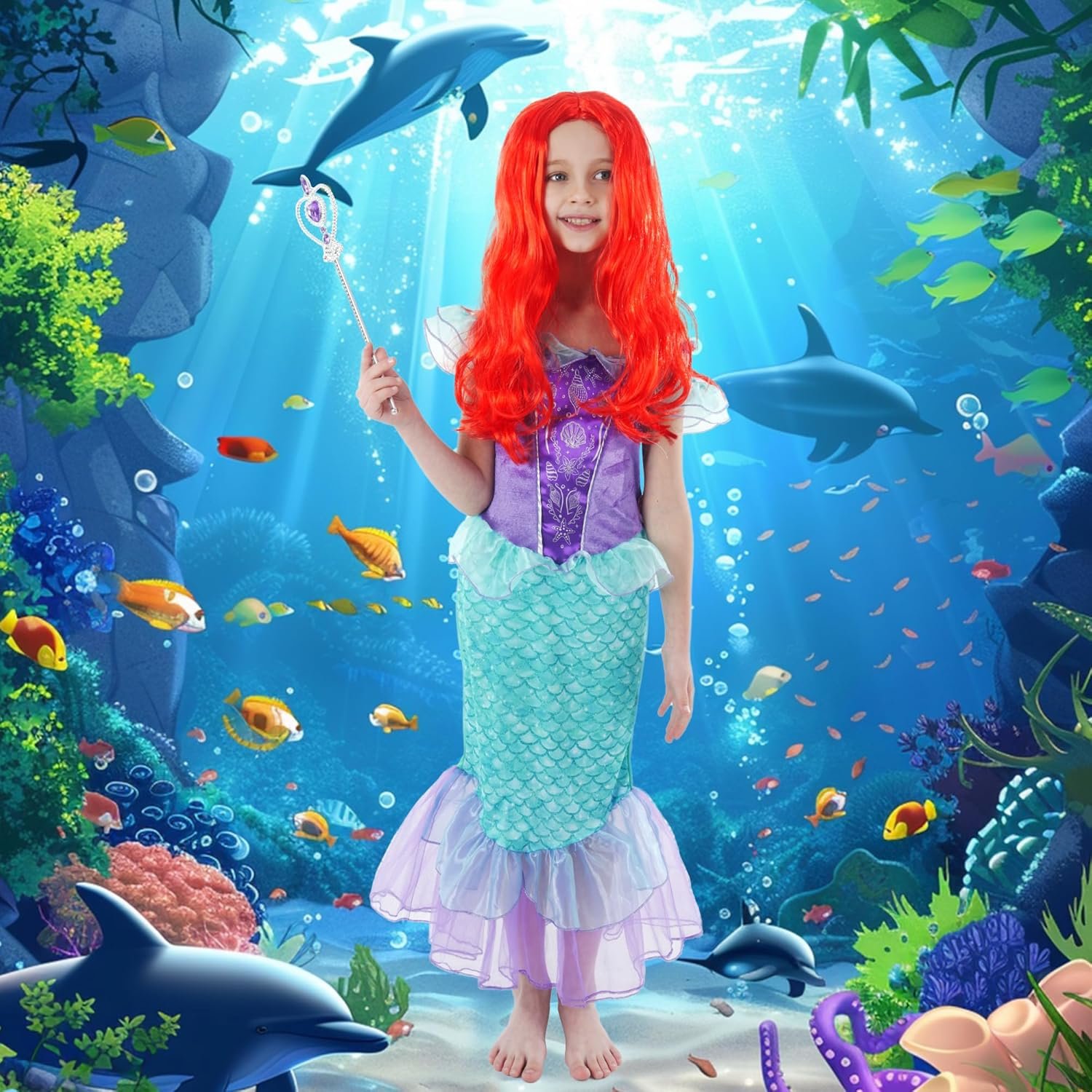 Webeasy Princess Costumes for Girls, Fancy Princess Costume with Wig Deluxe Girls Fancy Dress for Party Cosplay Halloween - Image 4