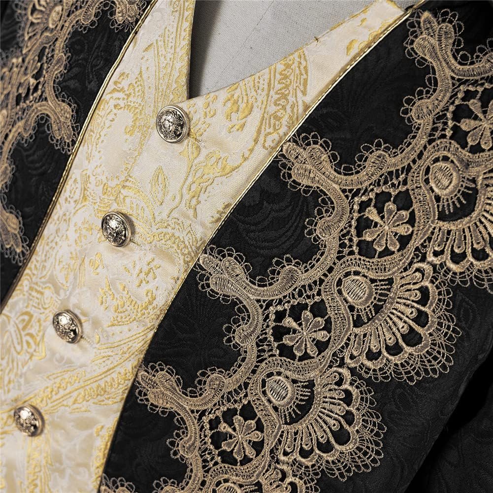 Crubelon Men Steampunk Medieval Jacket Gothic Victorian Frock Coat Uniform - Image 4
