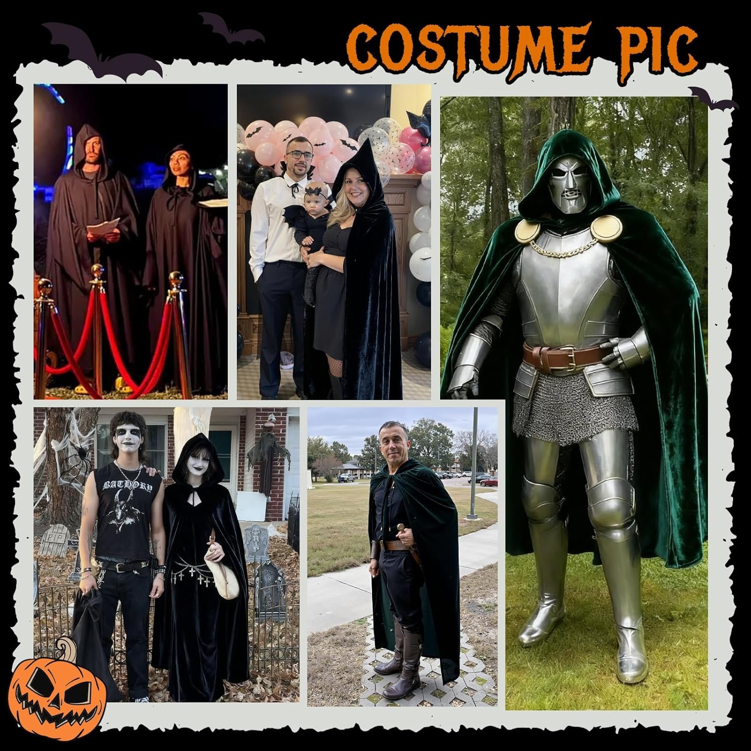 Durio Unisex Cloak with Hood - Halloween & Christmas Vampire Witch Cape Cosplay Costume - Image 6