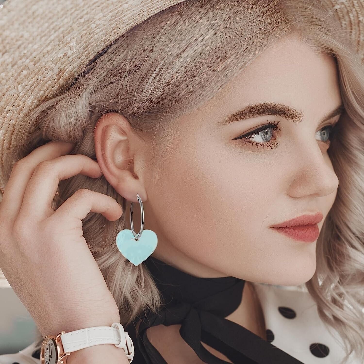 Lover Heart Earrings for Women 925 Silver Post Trendy Earrings Acrylic Dangle Drop Earrings TS Tour Concert Gifts for Fans (ST hanging ring) - Image 4