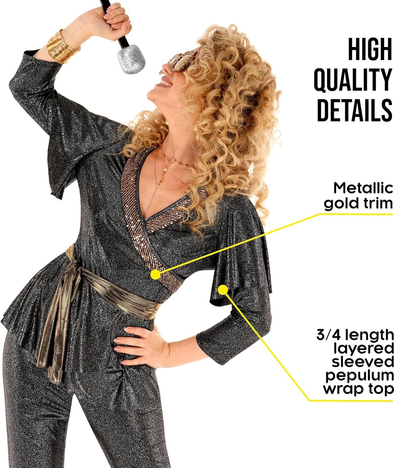 Morph Women's Disco Jumpsuit, 70s Disco Outfit for Women's Party Costume, Halloween Costumes For Women Adult - Image 3