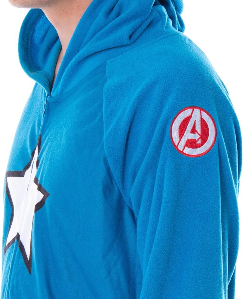 Marvel Comics Men's Captain America Classic Cap Costume Outfit One-Piece Pajama Union Suit - Image 3