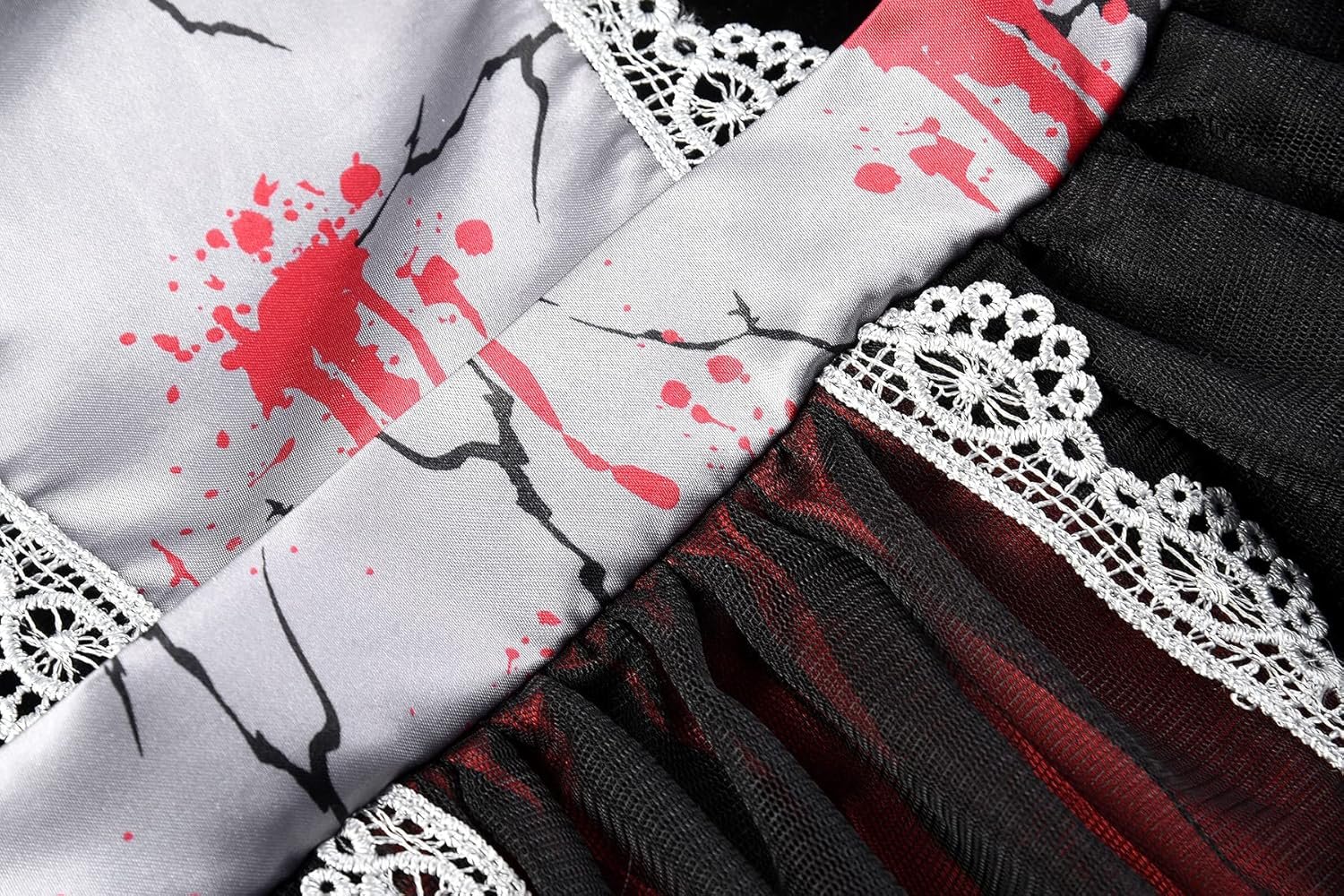 ReliBeauty Kids Broken Creepy Doll Costume for Girls Halloween Costumes,Black & Grey - Image 3