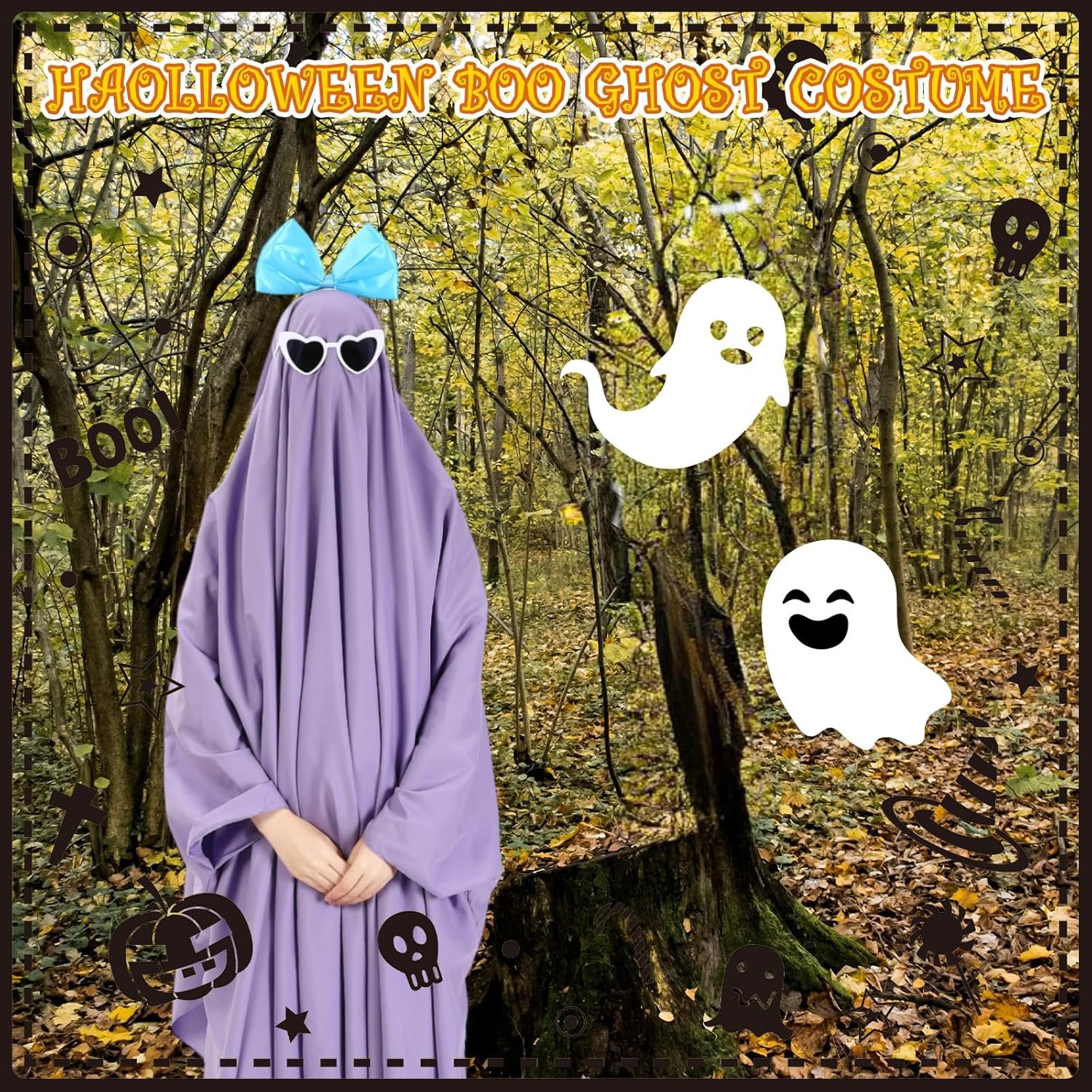 Halloween Sheet Ghost Photo Shoot Adult Costume Ghost Cosplay & Sunglasses & Headband for Cosplay Party - Image 5
